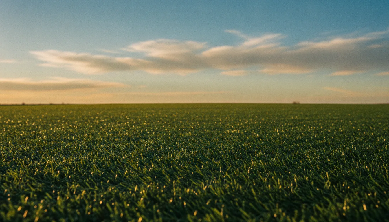 Pristine artificial turf under an Arizona golden-hour sky